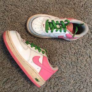Nike Air Force 1 pink and white size 8C